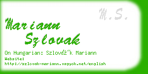 mariann szlovak business card